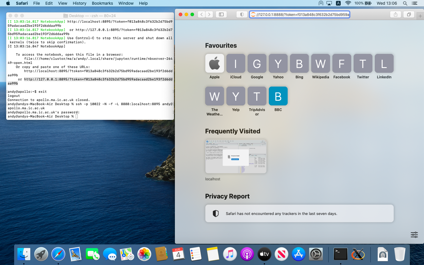 URL in Safari with port number changed to 8888