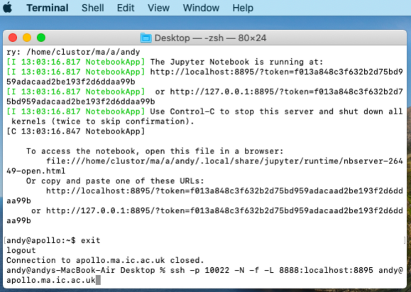 setting up the ssh tunnel