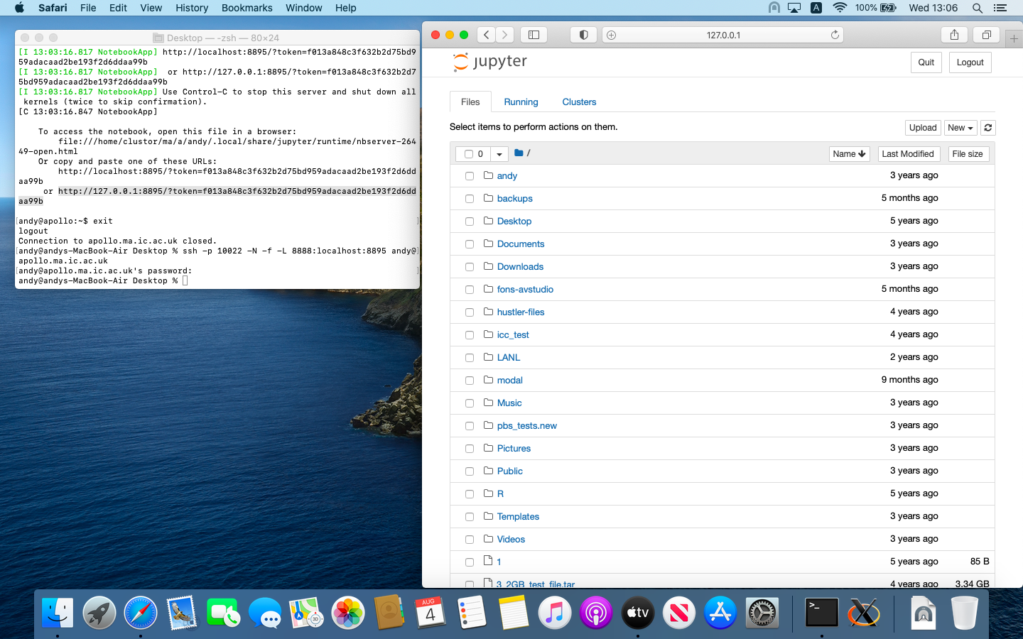 successful connection from Safari