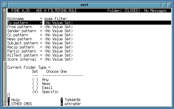 choosing a filter match pattern