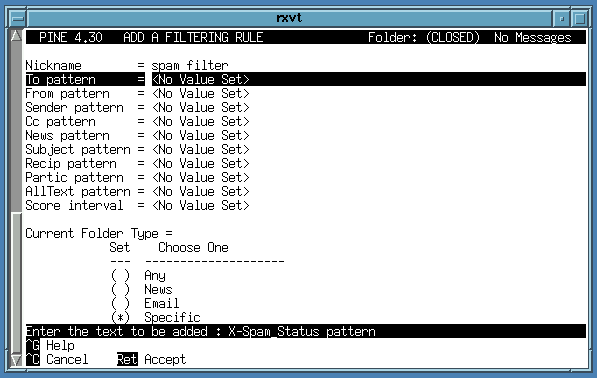 adding the X-Spam status pattern